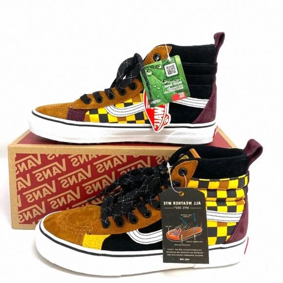 Vans Shoes - VANS Sk8-Hi Mte Dx Suede Canvas Brown Check Yell VN0A3DQ522Z 8.5 Size Women's